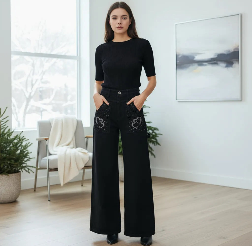 Jean palazzo brillo para adolescente