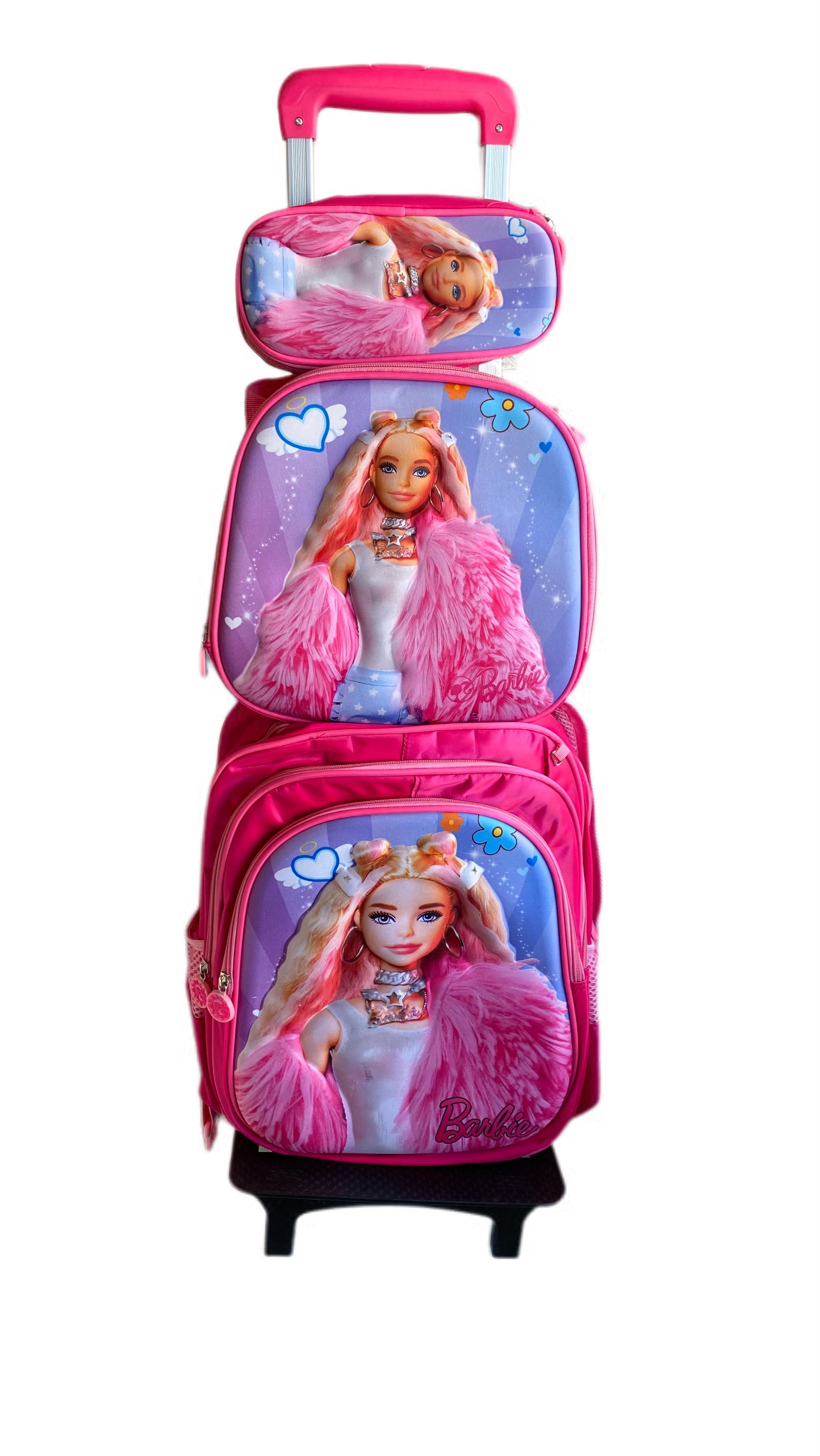 Mochila con ruedas tripack escolar barbie
